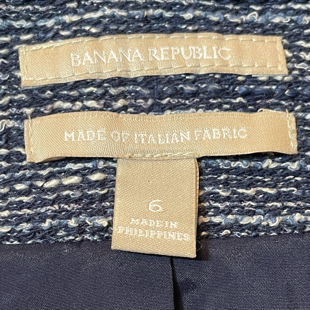 Banana Republic Blue Tweed Blazer Suit Jacket Academia Corpcore Womens Size 6 - Picture 7 of 11